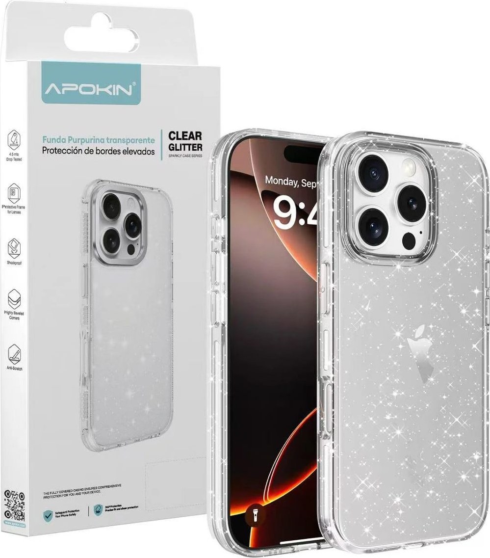 Funda Purpurina Transparente iPhone 16 Pro