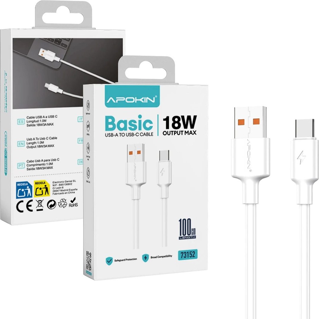 Cable USB-A a Tipo-C 18W 3A