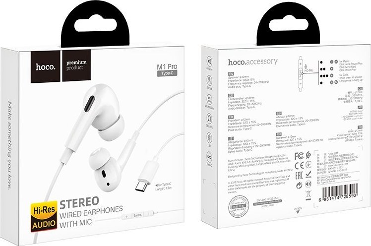 Earphones Tipo c M1 Pro Blanco